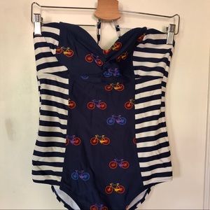 Anthropologie Swim Suit with Bicycle Print